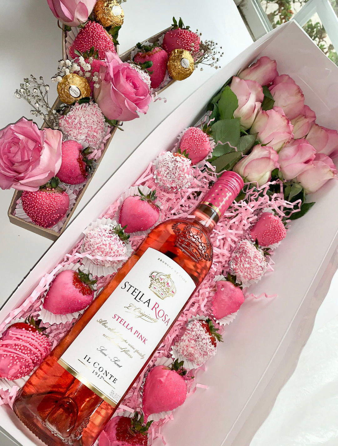 Rose Wine Box with Lock | Personalized with Name and discount Date | Rose Bud Floral Design Champagne Box