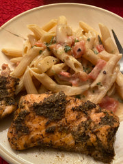 Jerk Salmon with Pasta
